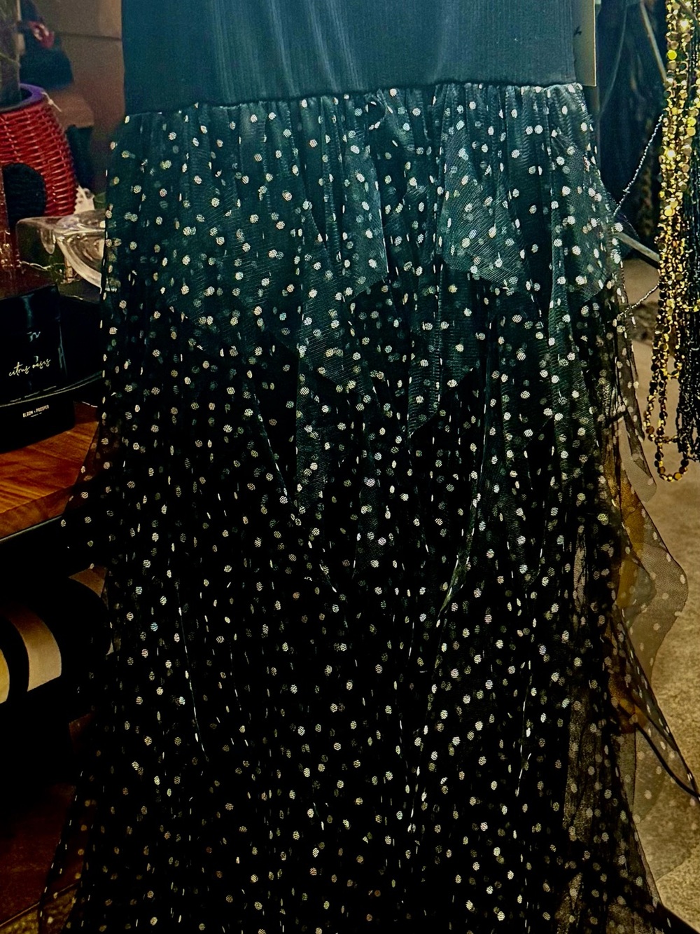 Black Polka Dot Tiered Maxi Dress - Elegant Evening or Day Style